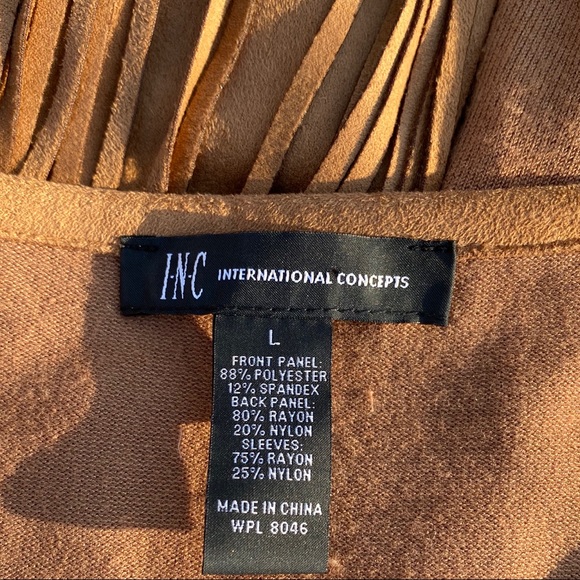International Concepts Camel Faux-Suede Fringe Top - Picture 7 of 10